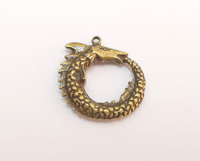 2 Dragon Charms Antique Bronze Plated Charms (30x29mm) G22204