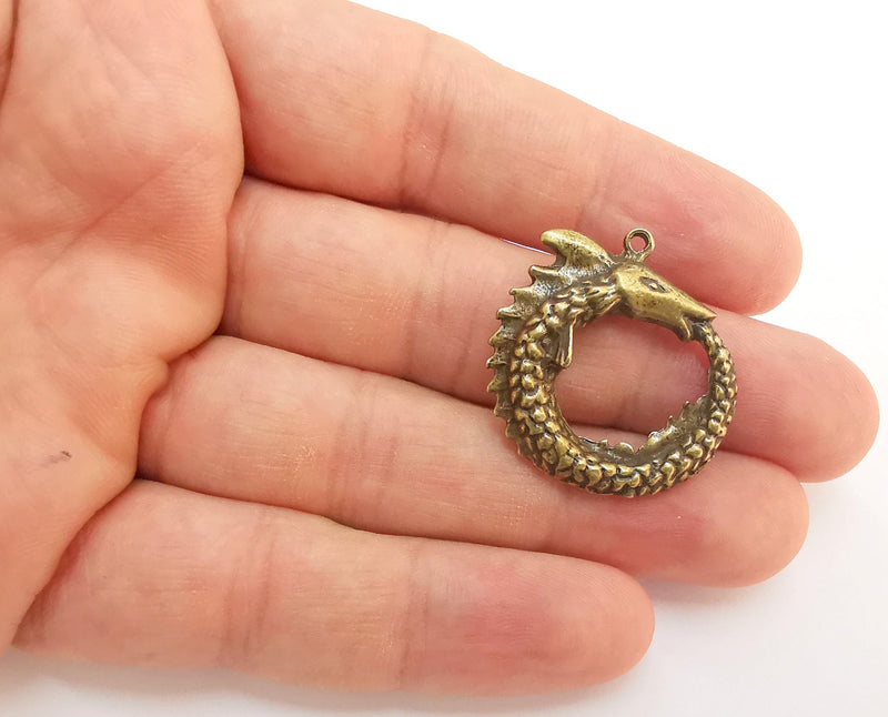 2 Dragon Charms Antique Bronze Plated Charms (30x29mm) G22204