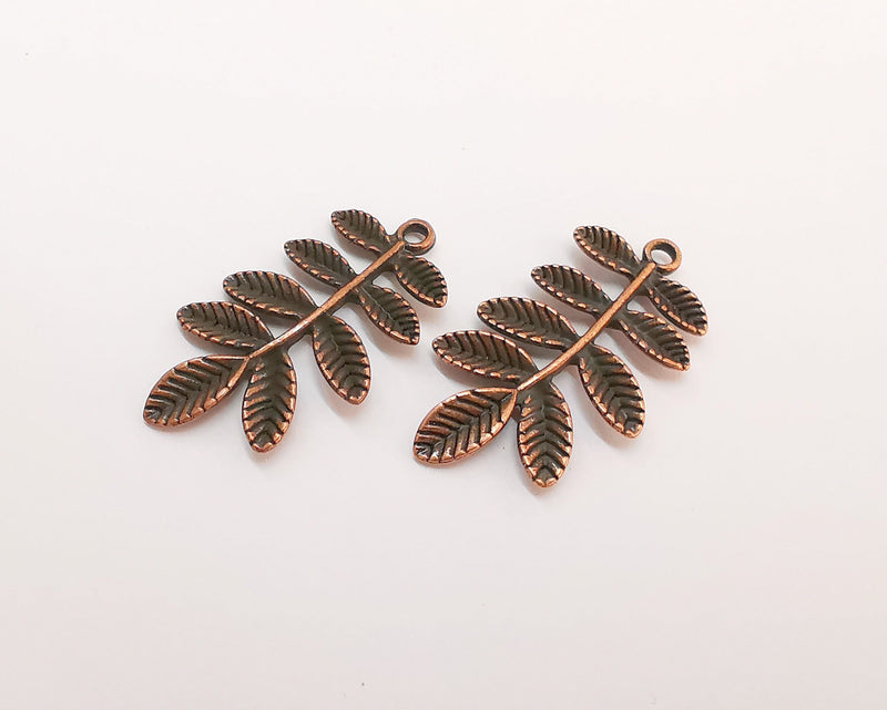 2 Leaf Charms Antique Copper Plated Charms (38x21mm)  G22206