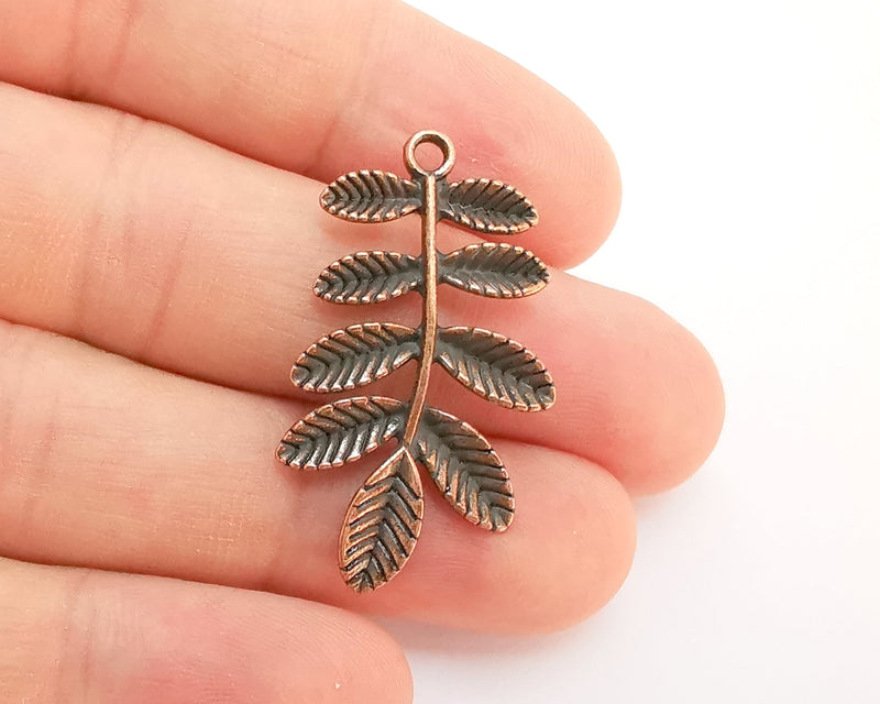 2 Leaf Charms Antique Copper Plated Charms (38x21mm)  G22206