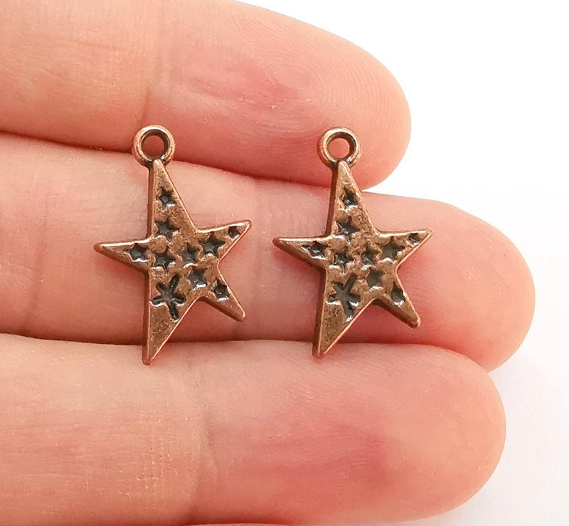 10 Star Charm Antique Copper Charm (22x14mm) G22205