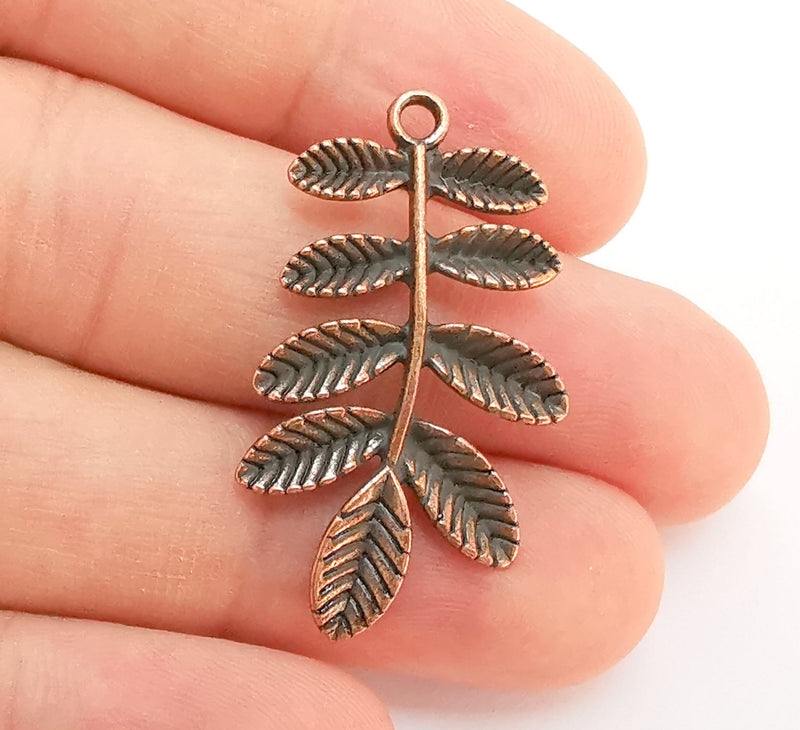2 Leaf Charms Antique Copper Plated Charms (38x21mm)  G22206