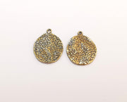 5 Hammered Round Charms Antique Bronze Plated Charms  (24x19mm) G22207