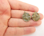 5 Hammered Round Charms Antique Bronze Plated Charms  (24x19mm) G22207