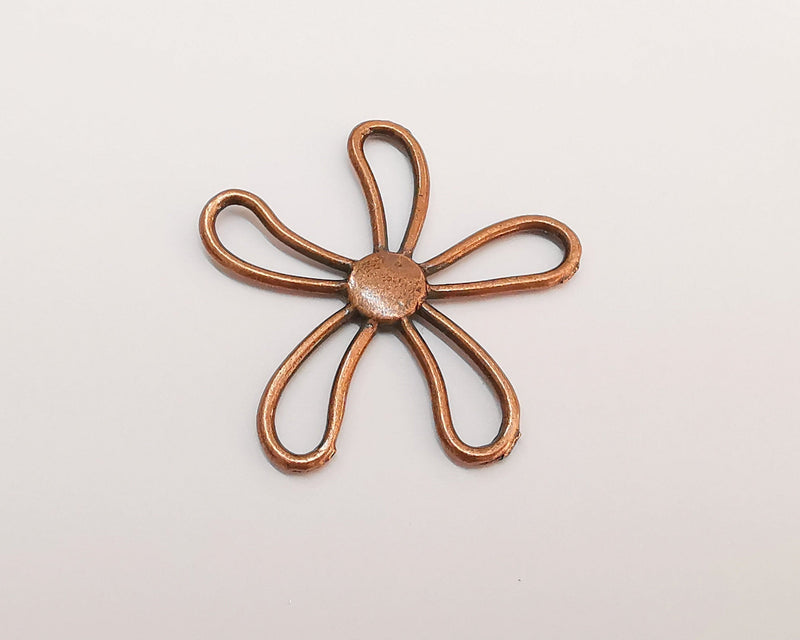 2 Flower Charms Antique Copper Plated Charms (42x42mm)  G22213