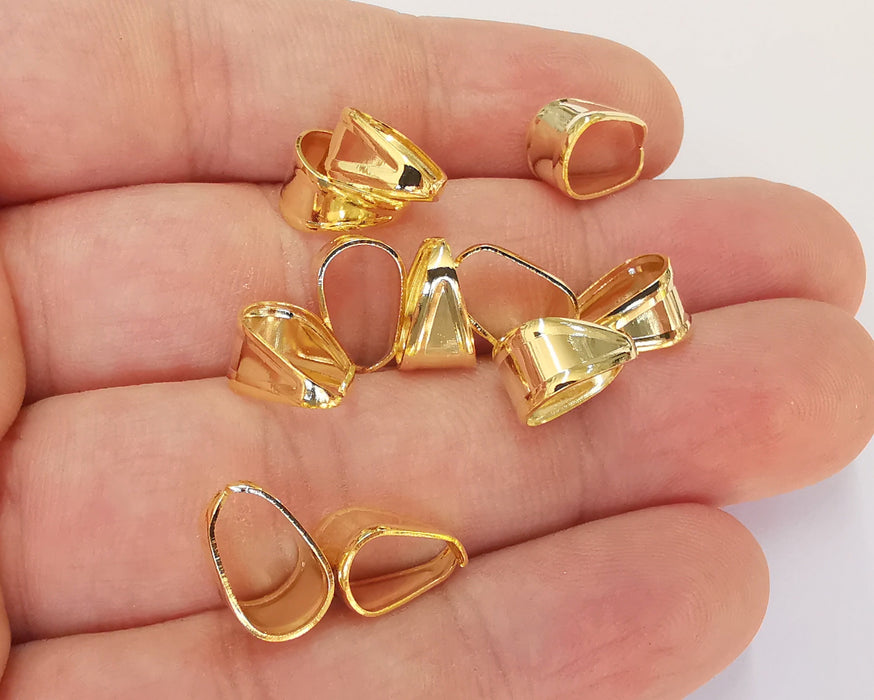 4 Gold Plated Brass Bail Charms (12x8mm)  G22644