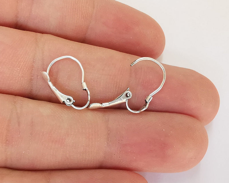 Earring Wire with Clasp 8 Pcs (4 pairs)  Antique Silver Plated Brass Earring Hook ,Findings G22655