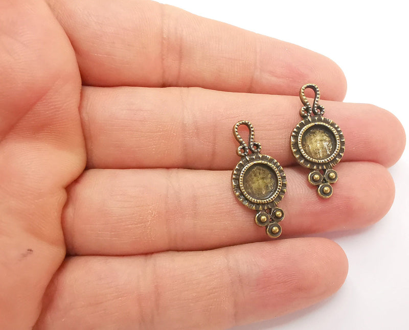 10 Antique Bronze Charms Blank inlay Blank Mosaic Blank Resin Blank Bezel Base Setting Mountings Antique Bronze Plated(8mm blank) G22214