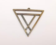2 Triangle Charms Antique Bronze Triangle Pendant  (53x50) G22215