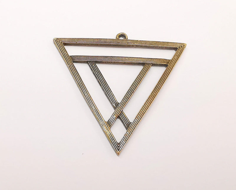 2 Triangle Charms Antique Bronze Triangle Pendant  (53x50) G22215