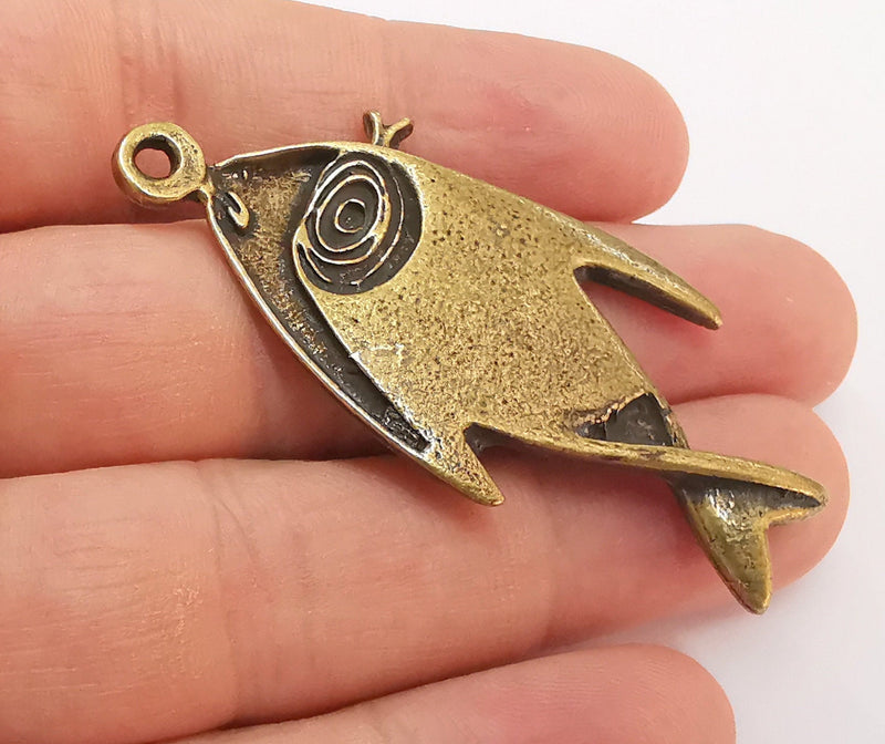 Fish Pendant Antique Bronze Plated Pendant (61x27mm)  G22216