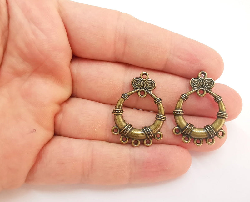4 Antique Bronze Connector Charms Antique Bronze Plated Charms (33x23mm)  G13566