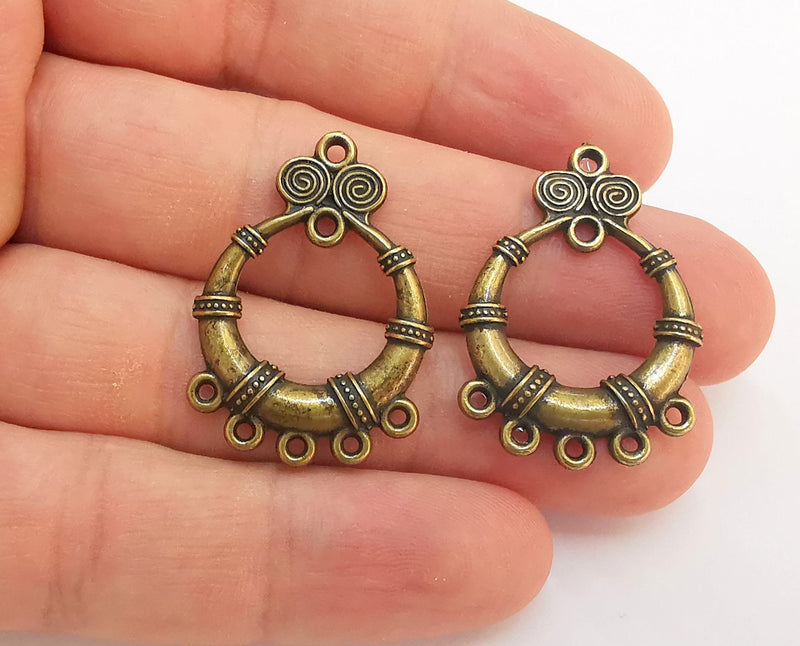 4 Antique Bronze Connector Charms Antique Bronze Plated Charms (33x23mm)  G13566