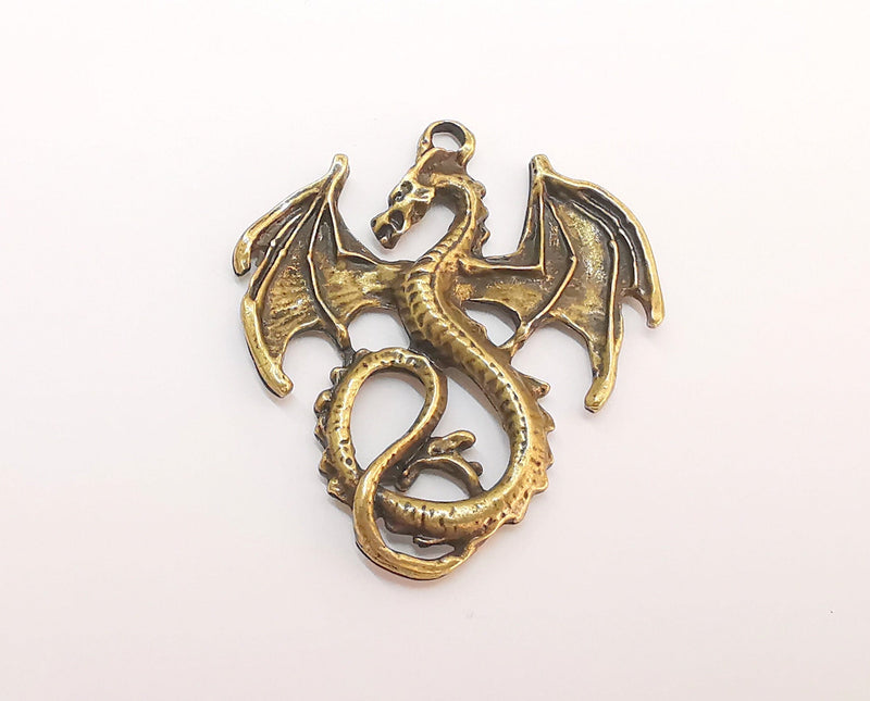 2 Dragon Charms Antique Bronze Plated Charms (45x40mm) G21961