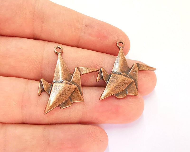 4 Origami Charms Antique Copper Plated Charms (32x29mm) G22227