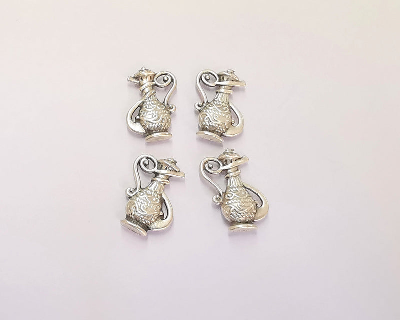 10 Persian Coffee Pod Double Sided Antique Silver Plated Charms (17x10mm)  G22238