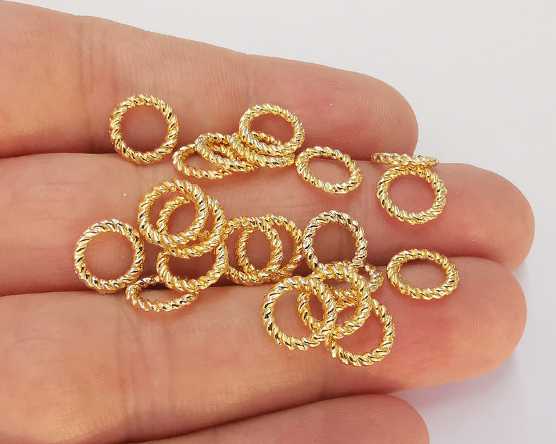 20 Twisted Circle Findings 24k Shiny Gold Circle Findings (10 mm)  G22661