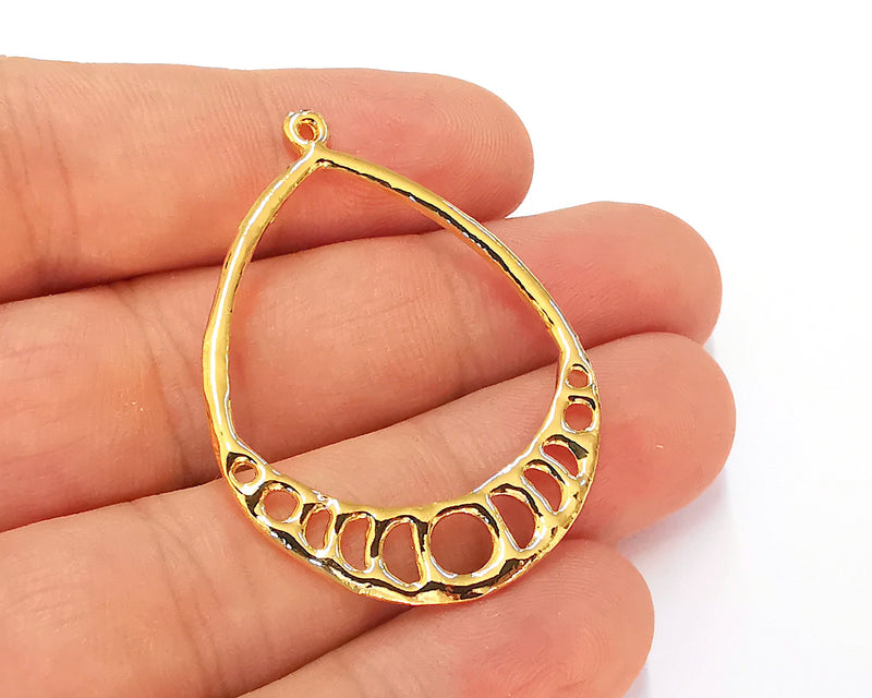 2 Drop Charms 24k Shiny Gold Plated Charms (46x34mm)  G22668