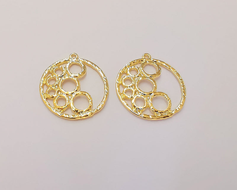 2 Gold Charms 24k Shiny Gold Plated Charms (27x25mm)  G22670