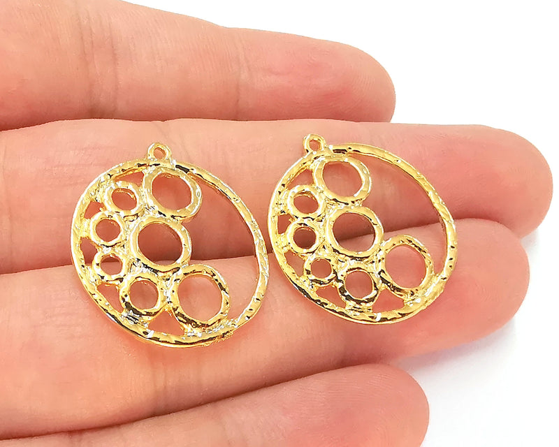 2 Gold Charms 24k Shiny Gold Plated Charms (27x25mm)  G22670