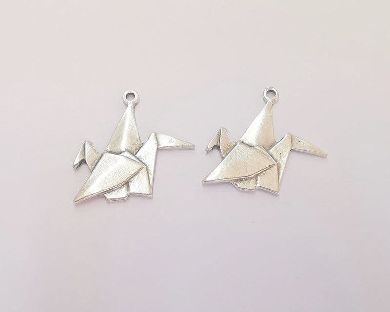 4 Origami Charms Antique Silver Plated Charms (32x29mm)  G22241