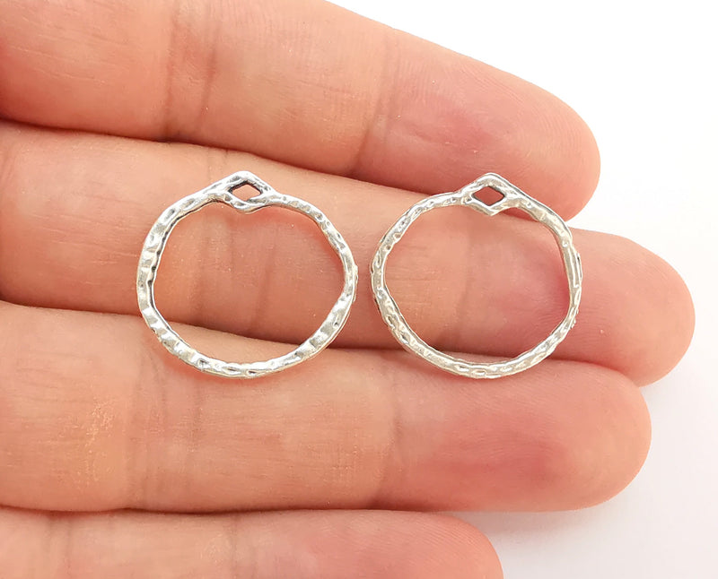 10 Circle Charms Antique Silver Plated Charms (22mm) G22248