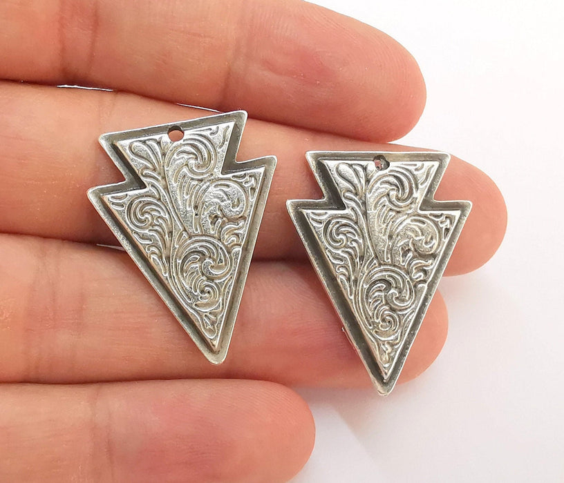 2 Silver Charms Antique Silver Plated Charms (31x24mm) G22250