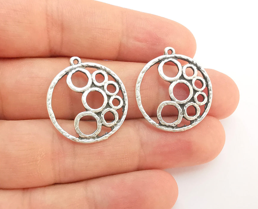 4 Circles Charms Antique Silver Plated Charms (26x24mm) G22254