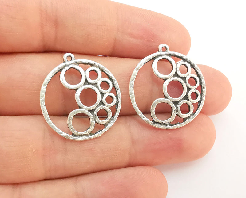 4 Circles Charms Antique Silver Plated Charms (26x24mm) G22254