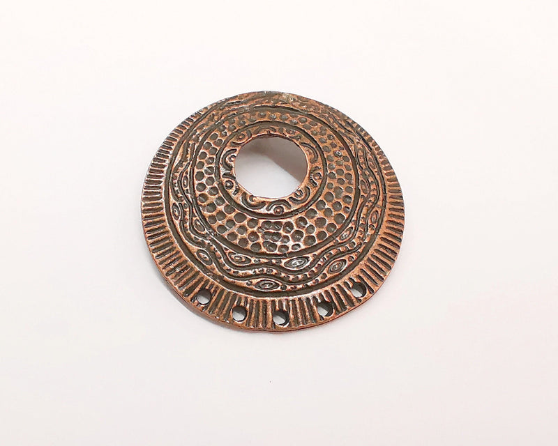 2 Antique Copper Circle Pendant Connector Antique Copper Plated Pendant (40mm) G22253