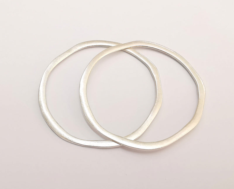 2 Circle Findings Antique Silver Plated Pendant (54mm)  G22255