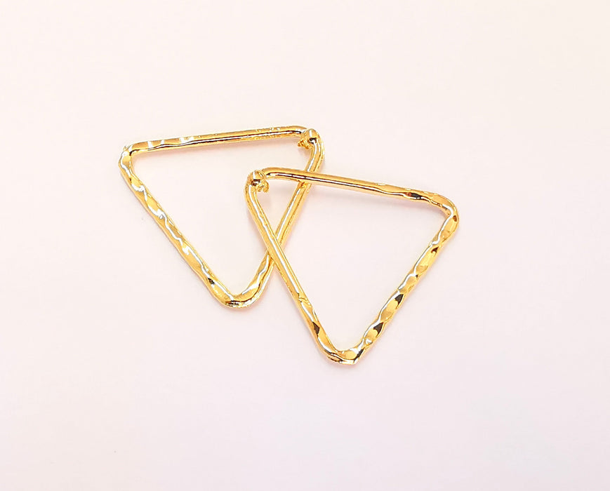 10 Triangle Charms Shiny Gold Plated Findings (24mm)  G22257
