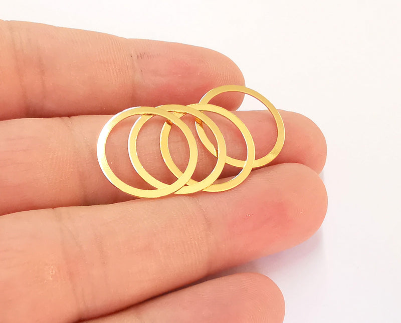 10 Circle Findings 24k Shiny Gold Plated Brass Circle Findings (19mm)  G22260