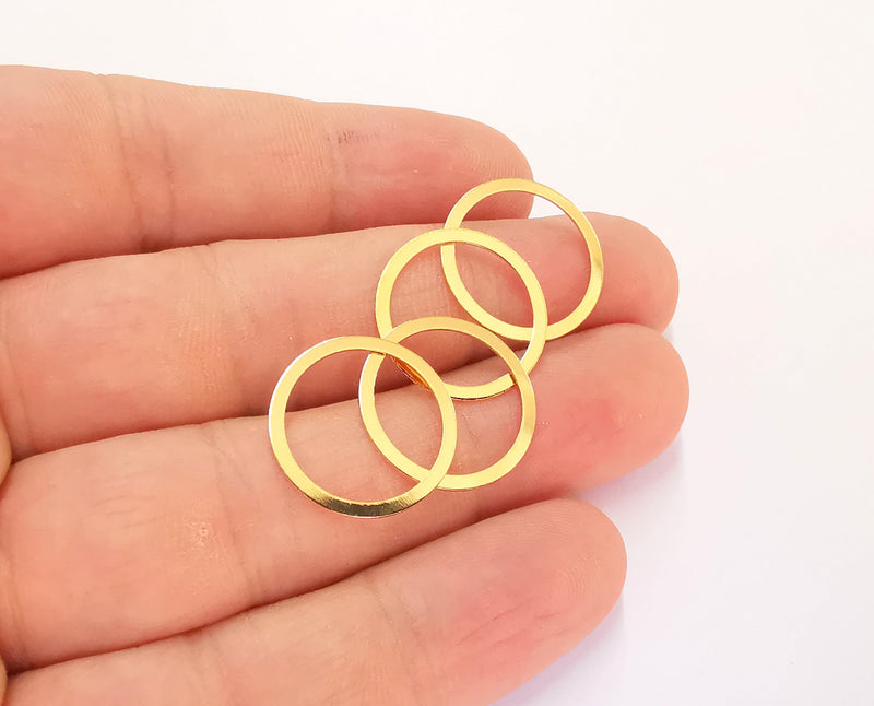 10 Circle Findings 24k Shiny Gold Plated Brass Circle Findings (19mm)  G22260