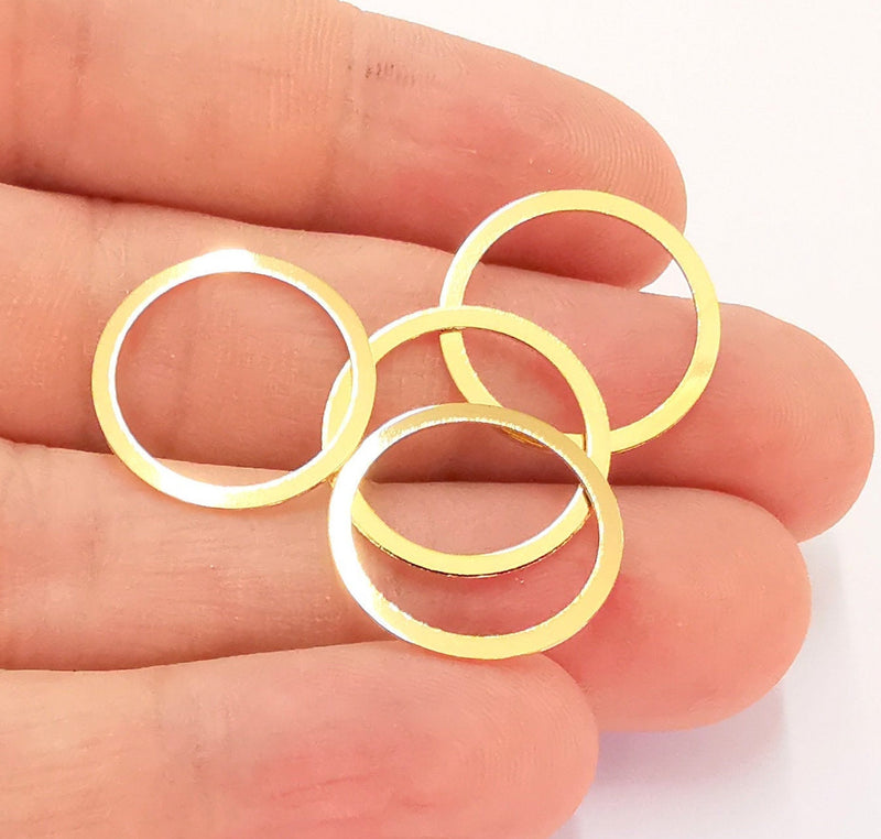 10 Circle Findings 24k Shiny Gold Plated Brass Circle Findings (19mm)  G22260