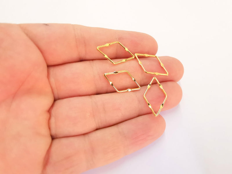 10 Geometric Charms Shiny Gold Plated Findings (22x13mm)  G22261