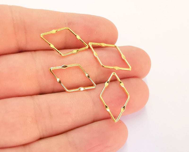 10 Geometric Charms Shiny Gold Plated Findings (22x13mm)  G22261