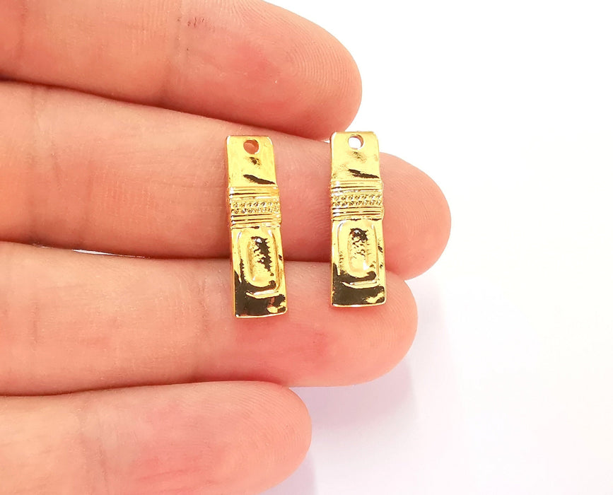 5 Shiny Gold Charms Shiny Gold Plated Charms (23x7mm)  G22264