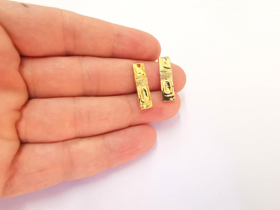 5 Shiny Gold Charms Shiny Gold Plated Charms (23x7mm)  G22264