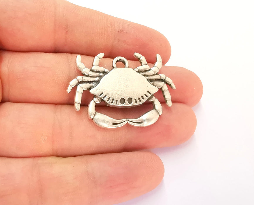 2 Crab Charms Antique Silver Plated Charms (41x25mm)  G22266