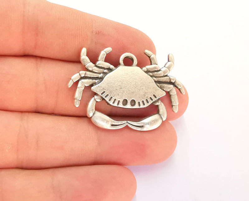 2 Crab Charms Antique Silver Plated Charms (41x25mm)  G22266