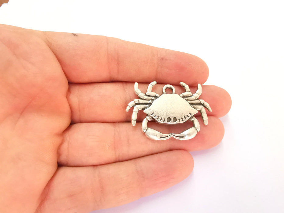 2 Crab Charms Antique Silver Plated Charms (41x25mm)  G22266