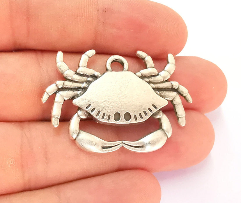 2 Crab Charms Antique Silver Plated Charms (41x25mm)  G22266