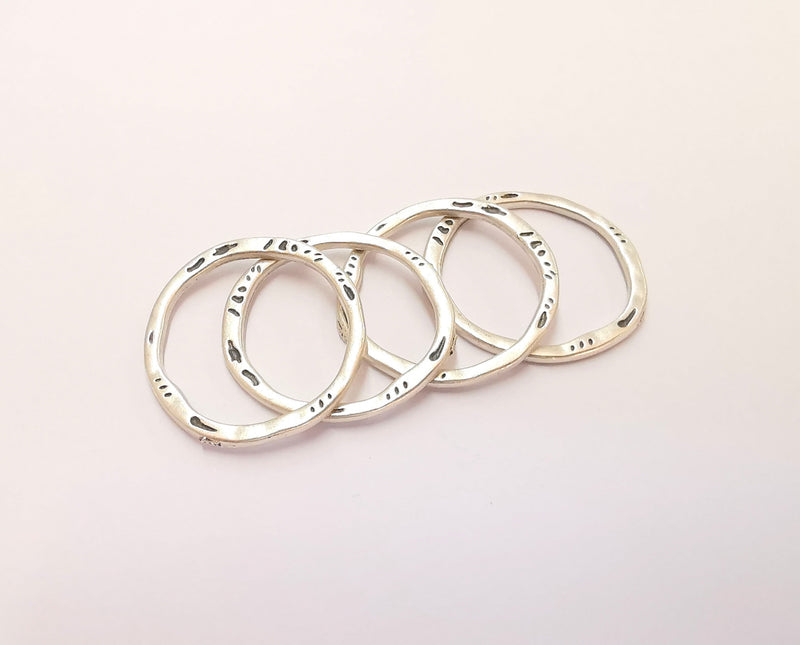 10 Silver Circle Findings (27 mm) Antique Silver Plated Circle Findings   G22270