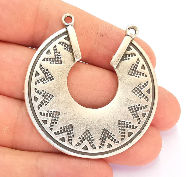 Ethnic Pendant Charms Antique Silver Plated Charms (49mm) G22271