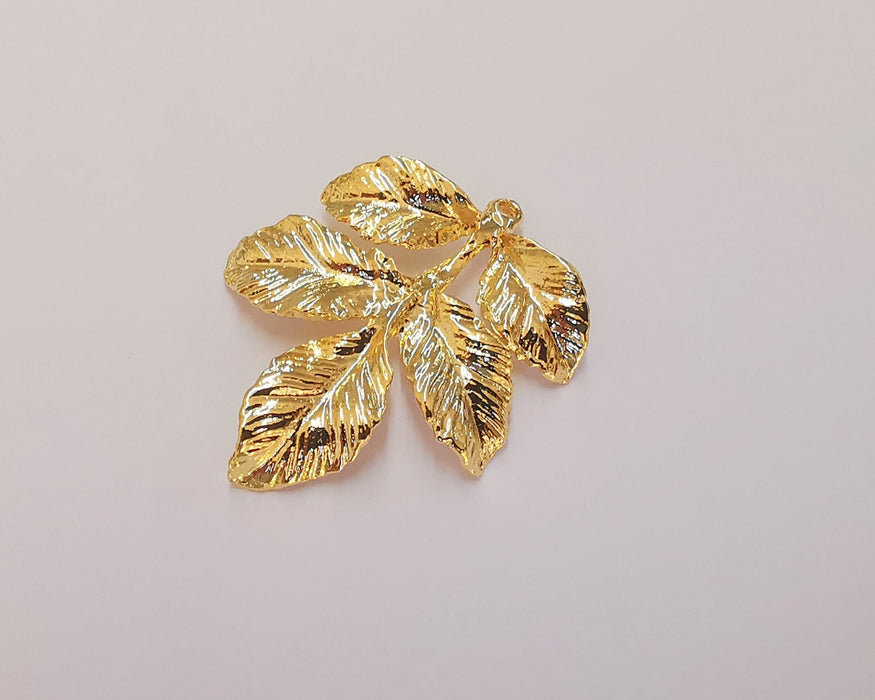 Leaf Charms 24k Shiny Gold Plated Charms (39x32mm)  G22674