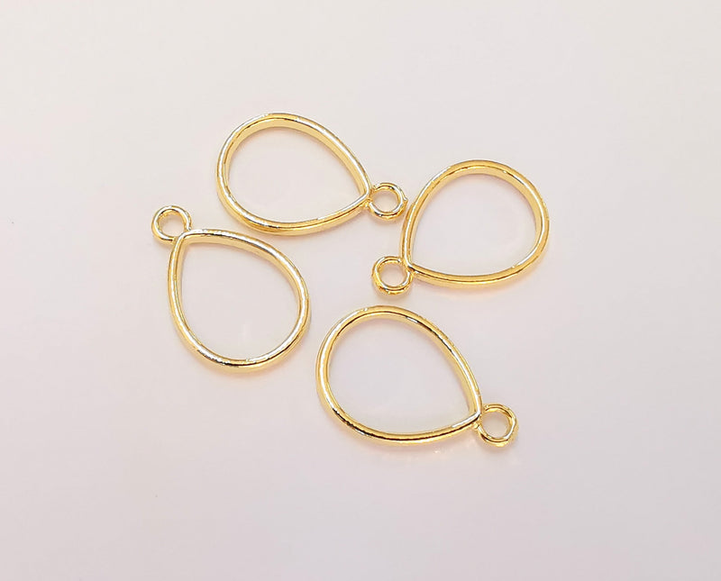 8 Drop Charms 24k Shiny Gold Plated Charms (19x13mm)  G22688
