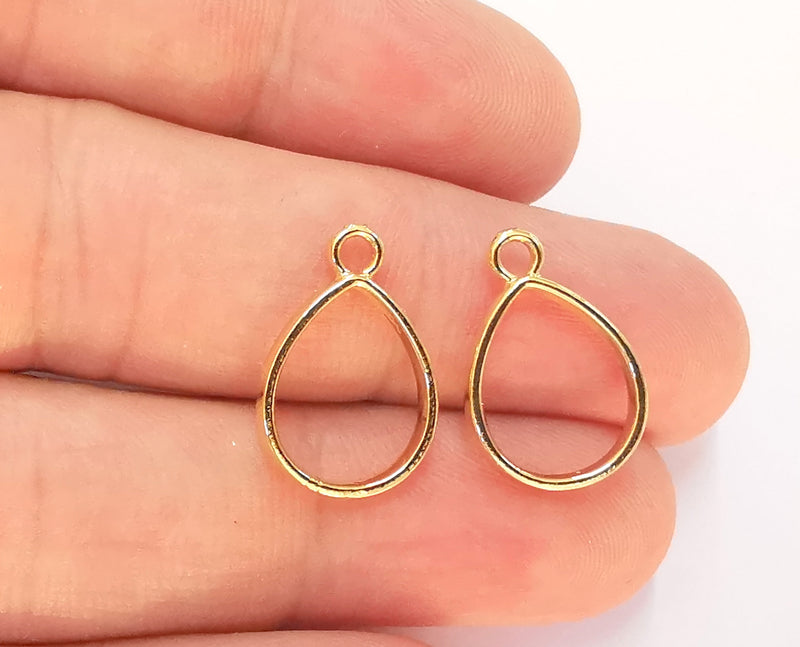 8 Drop Charms 24k Shiny Gold Plated Charms (19x13mm)  G22688