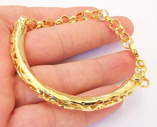 24k Shiny Gold Plated Bracelet Components Cuffs Findings For Your Craft  (78mm)  G27517