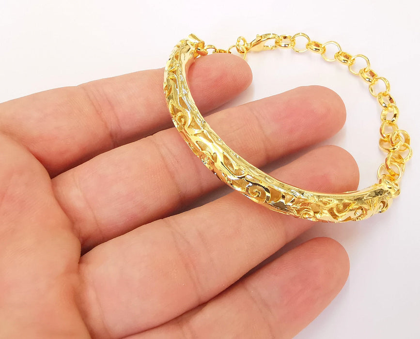 24k Shiny Gold Plated Bracelet Components Cuffs Findings For Your Craft  (78mm)  G27517